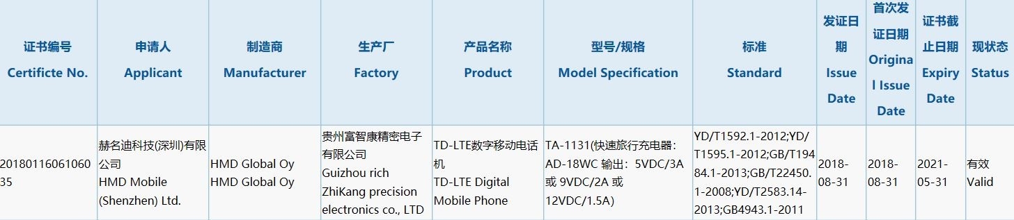 諾基亞新機通過3C認證：支持18W快充