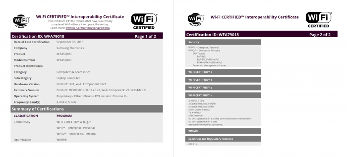 三星神秘Chromebook通過(guò)WiFi聯(lián)盟認(rèn)證